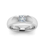 Load image into Gallery viewer, Bezel Solitaire Princess Cut Lab Diamond Wedding Ring For Mens 14k Gold
