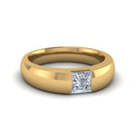 Load image into Gallery viewer, Bezel Solitaire Princess Cut Lab Diamond Wedding Ring For Mens 14k Gold
