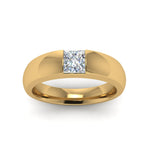 Load image into Gallery viewer, Bezel Solitaire Princess Cut Lab Diamond Wedding Ring For Mens 14k Gold
