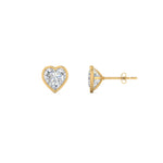 Load image into Gallery viewer, 0.50 To 4 Carat Lab Diamond Heart Stud Bezel Set Earring For Women 14K Gold
