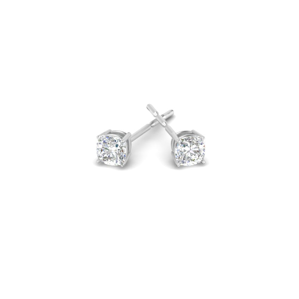 0.50 To 5 Carat Cushion Cut Lab Created Diamond Stud Earring 14K Gold