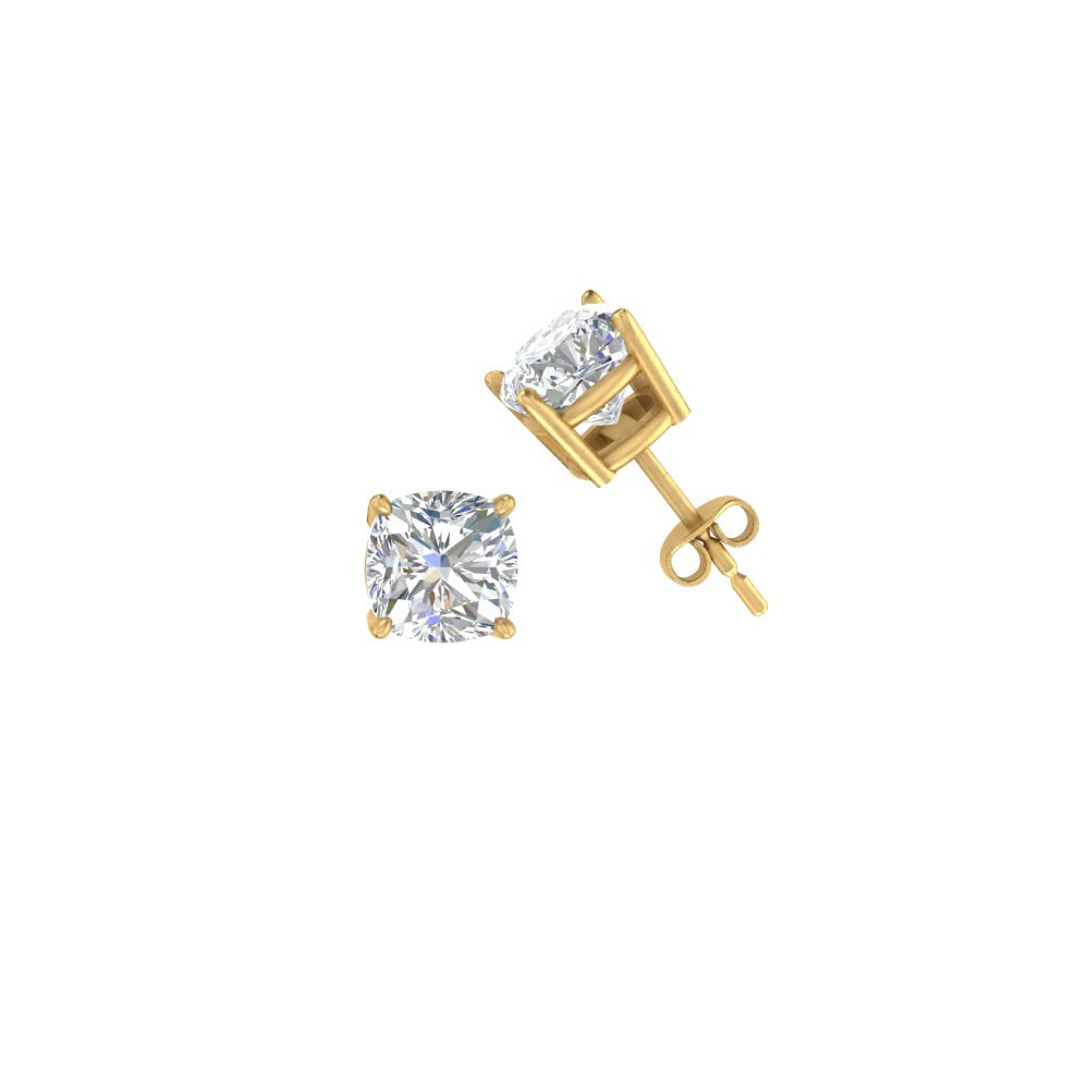 0.50 To 5 Carat Cushion Cut Lab Created Diamond Stud Earring 14K Gold