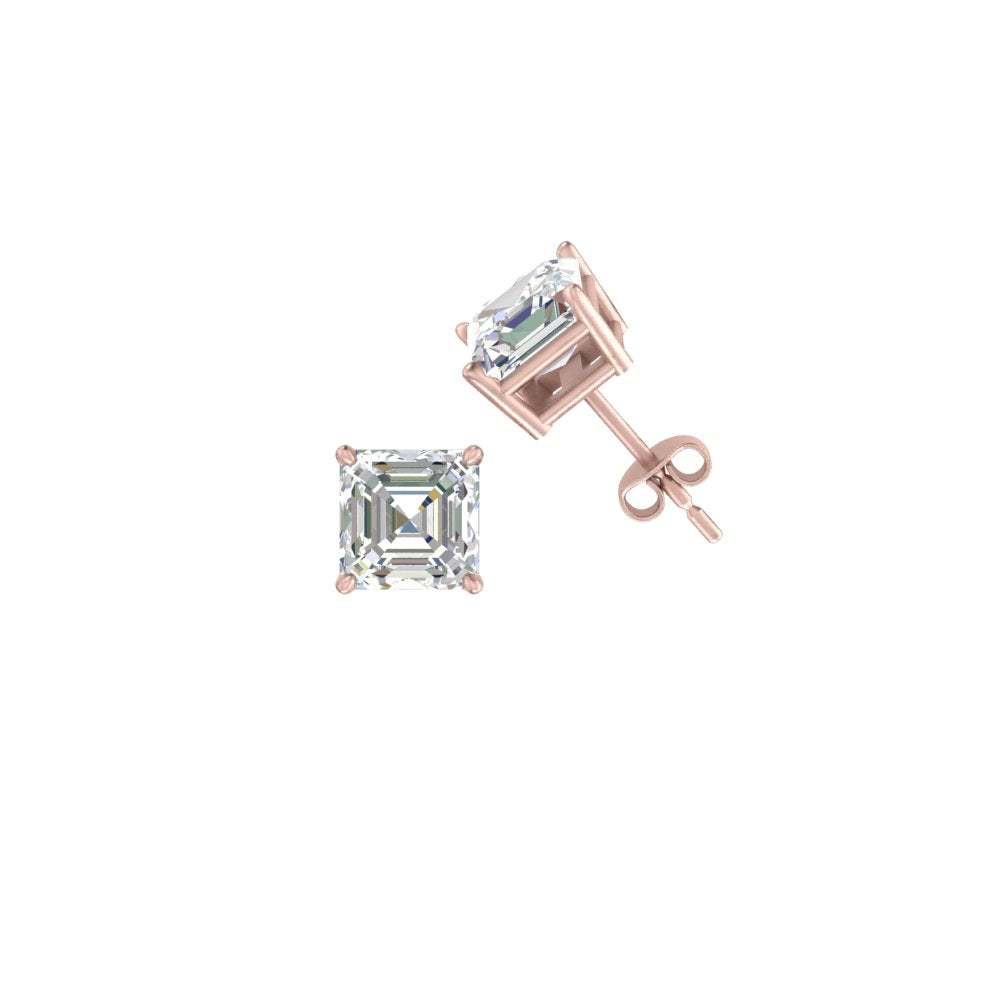 1/2-5 Carat Asscher Cut Lab Created Diamond Stud Earring 14K Gold