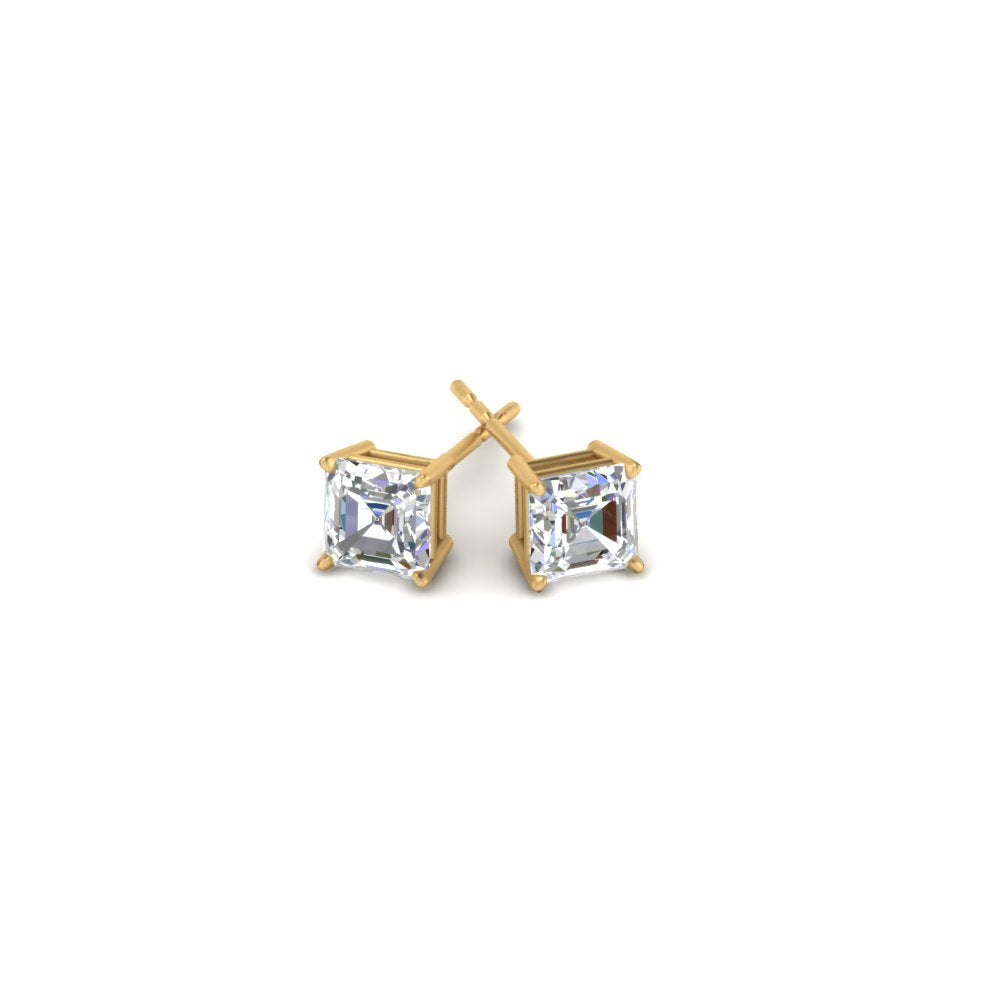 1/2-5 Carat Asscher Cut Lab Created Diamond Stud Earring 14K Gold