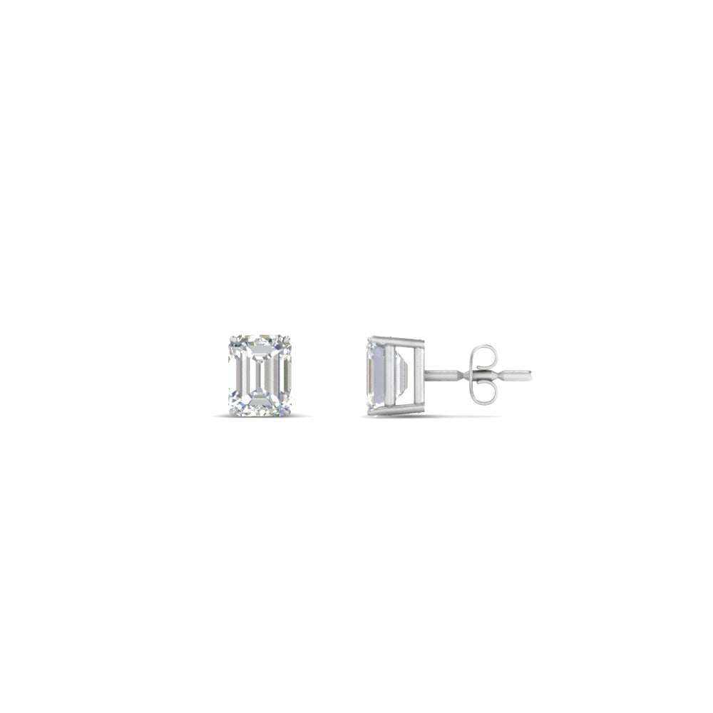 1/2 To 5 Ctw Emerald Cut Basket Lab Diamond Stud Earring 14K Gold