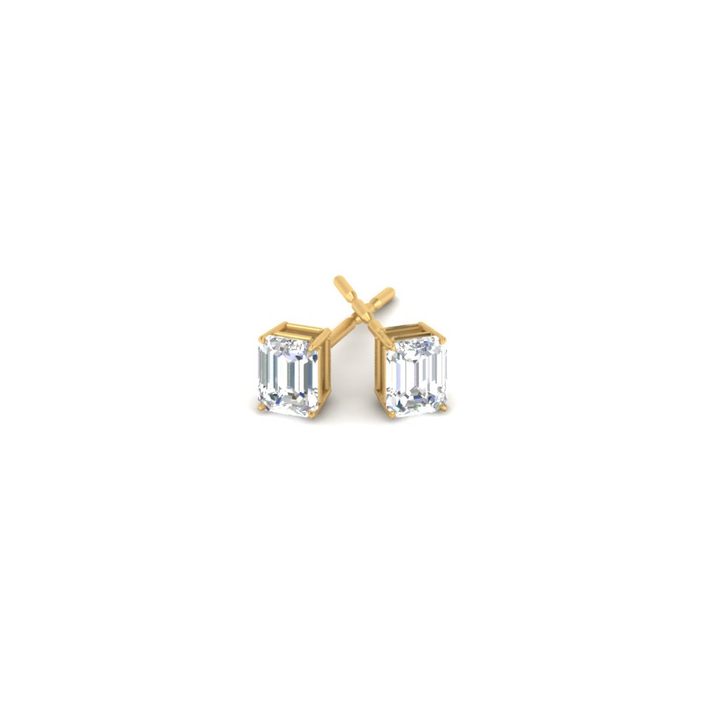 1/2 To 5 Ctw Emerald Cut Basket Lab Diamond Stud Earring 14K Gold