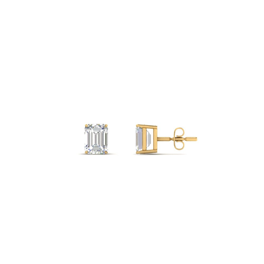 1/2 To 5 Ctw Emerald Cut Basket Lab Diamond Stud Earring 14K Gold