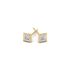 Load image into Gallery viewer, 0.50 To 5 Carat Lab Diamond Square Stud Bezel Set Earring For Women 14K Gold
