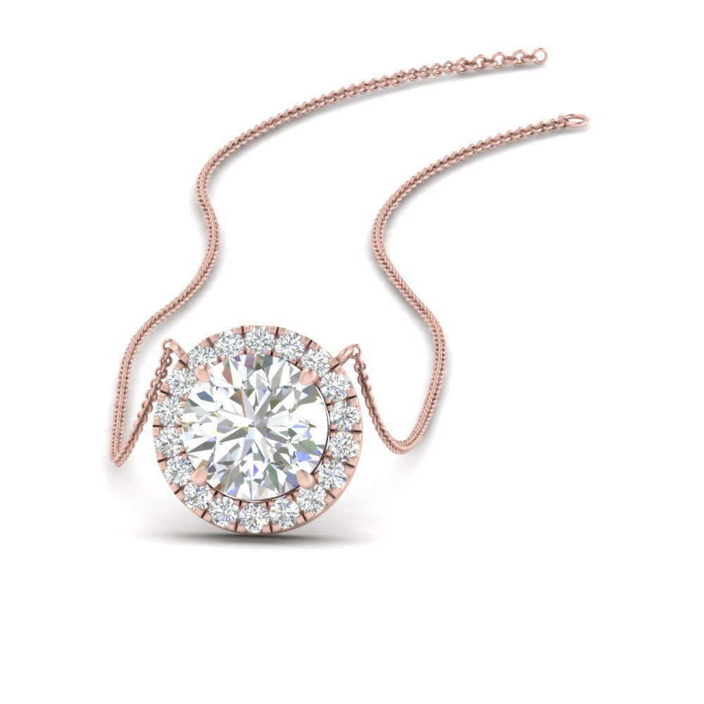 Half Carat Halo Lab Diamond Pendant 14K Gold