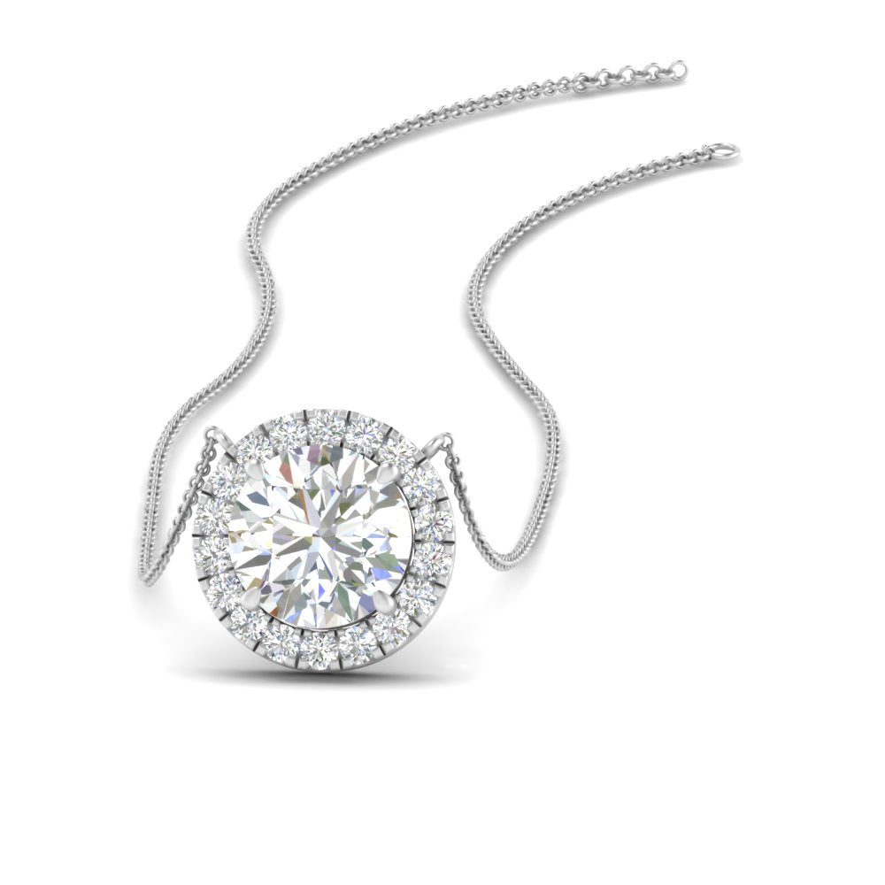 Half Carat Halo Lab Diamond Pendant 14K Gold