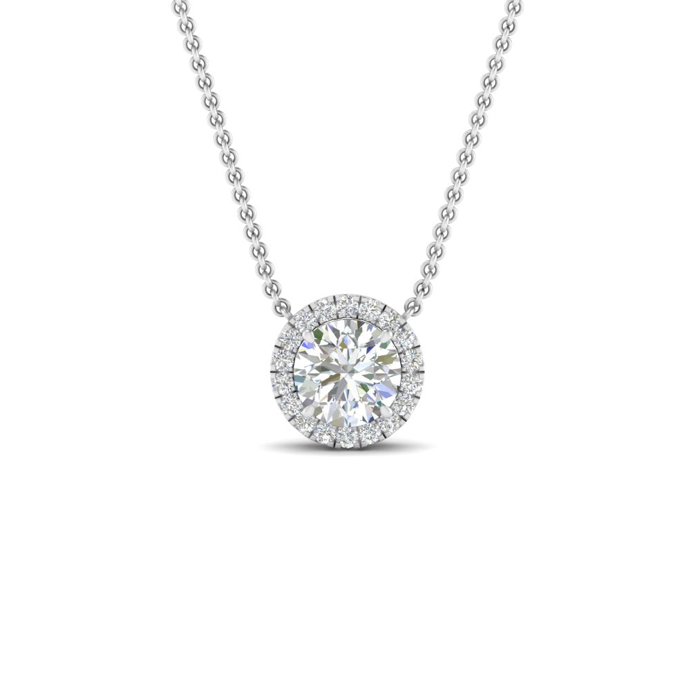 Half Carat Halo Lab Diamond Pendant 14K Gold