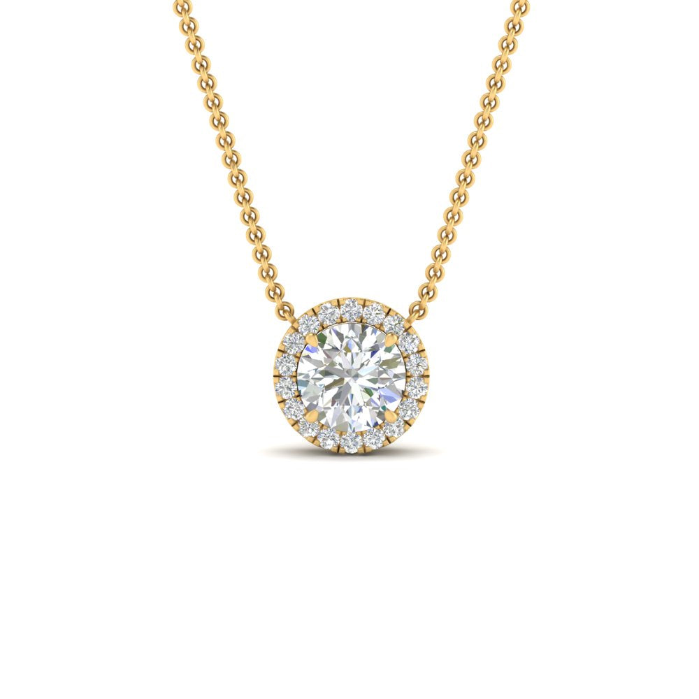 Half Carat Halo Lab Diamond Pendant 14K Gold