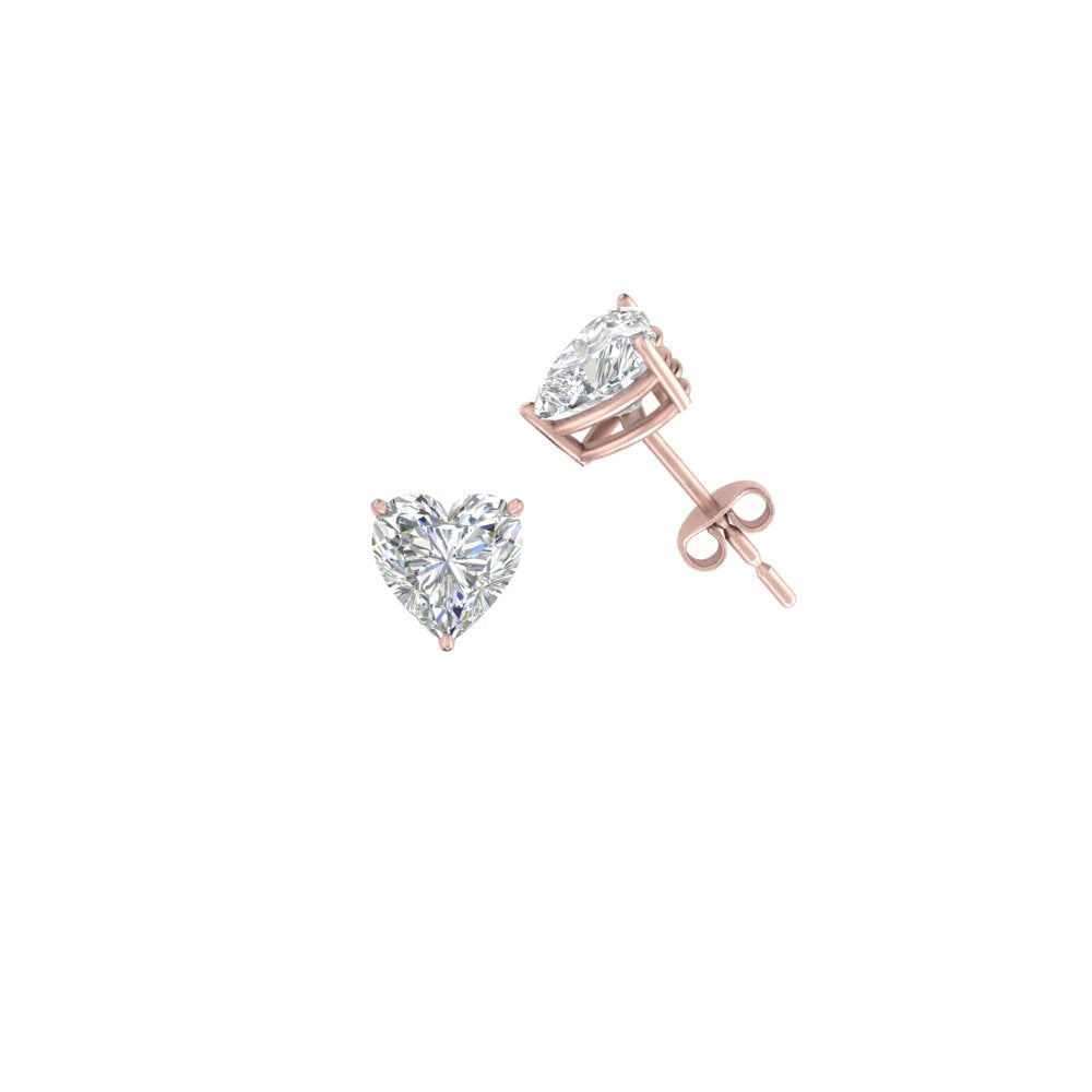 1/2-4 Carat Heart Shaped Lab Created Diamond Stud Earring 14K Gold