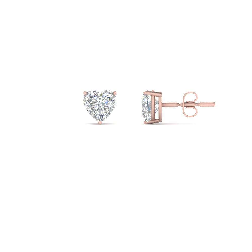 1/2-4 Carat Heart Shaped Lab Created Diamond Stud Earring 14K Gold