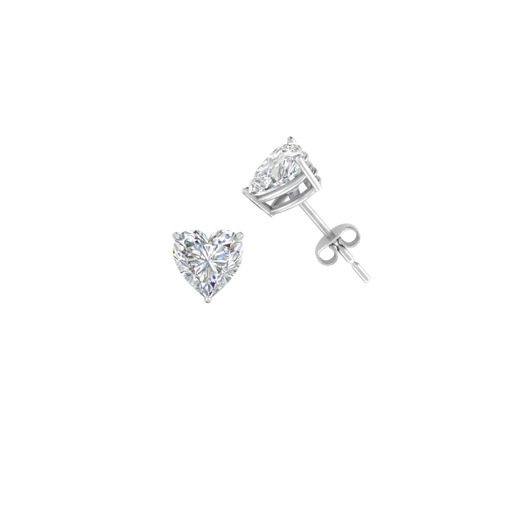 1/2-4 Carat Heart Shaped Lab Created Diamond Stud Earring 14K Gold