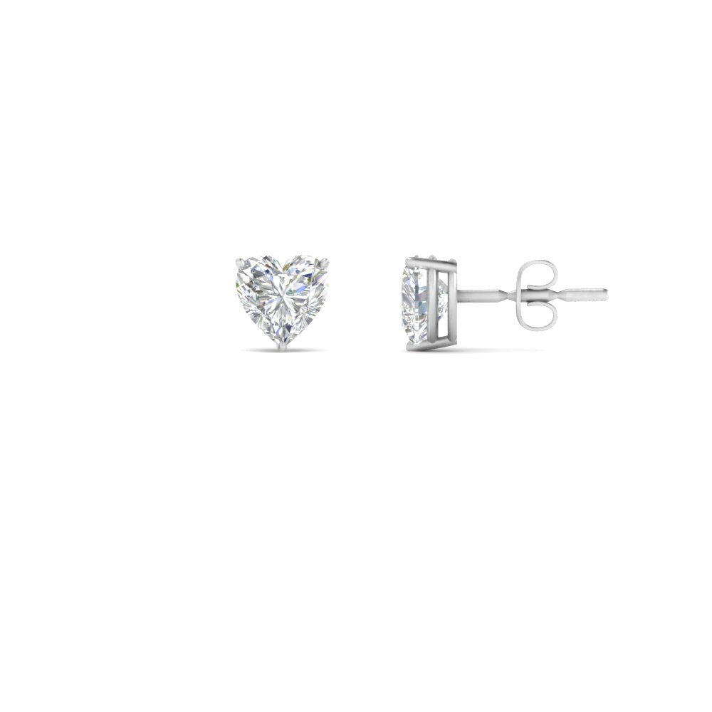 1/2-4 Carat Heart Shaped Lab Created Diamond Stud Earring 14K Gold