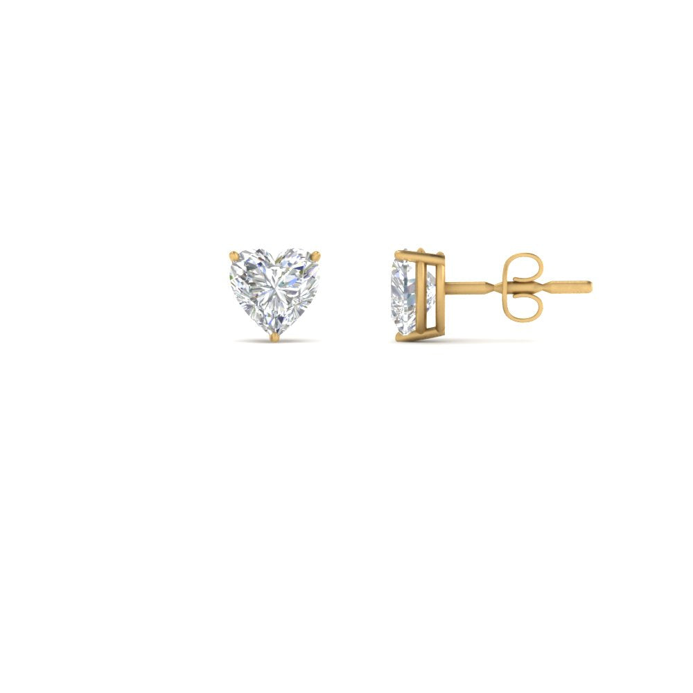 1/2-4 Carat Heart Shaped Lab Created Diamond Stud Earring 14K Gold