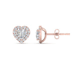 Load image into Gallery viewer, Heart Halo Lab Diamond Stud Earring For Women In 14K Gold
