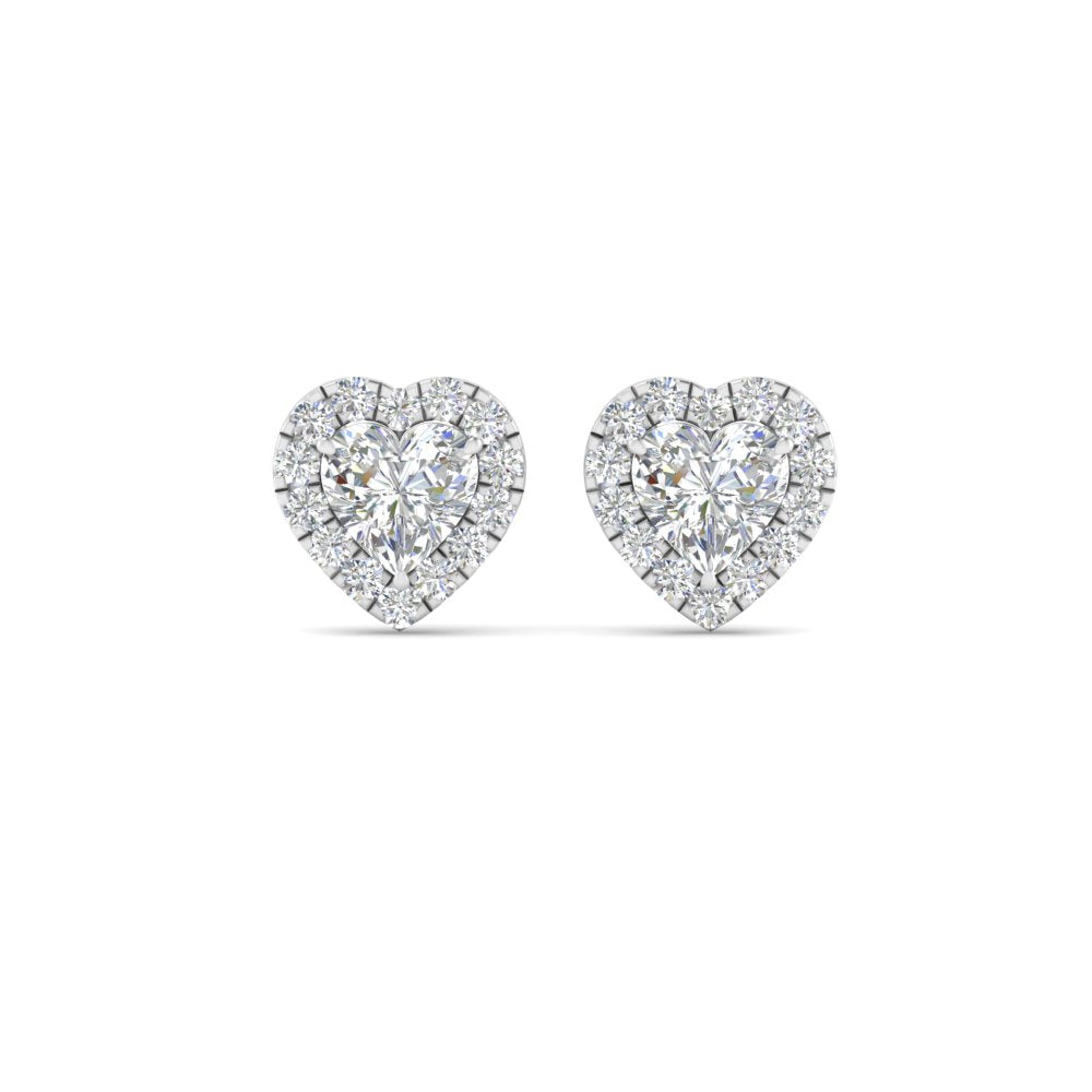 Heart Halo Lab Diamond Stud Earring For Women In 14K Gold