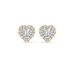 Load image into Gallery viewer, Halo Heart Stud Lab Diamond Earring For Women In 14K Yellow Gold | Cuts &amp; Carat
