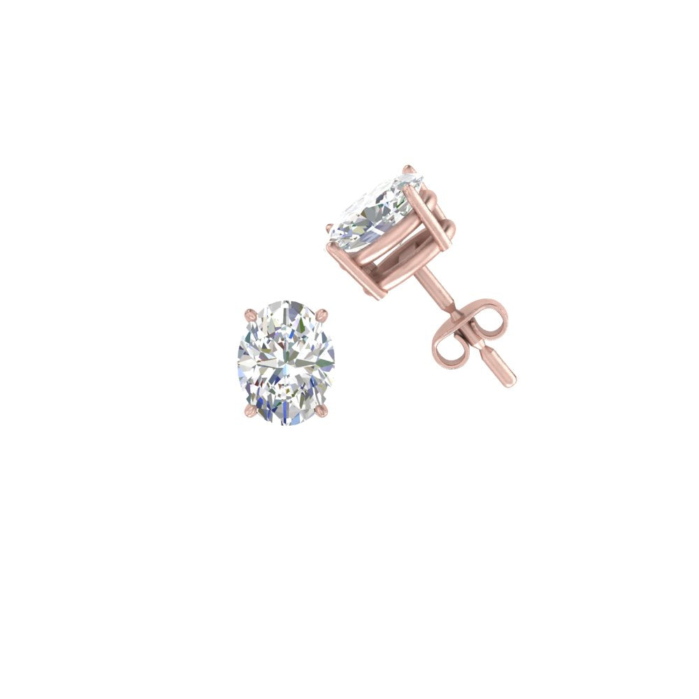 1/2 To 5 Ctw Oval Cut Basket Lab Diamond Stud Earring 14K Gold