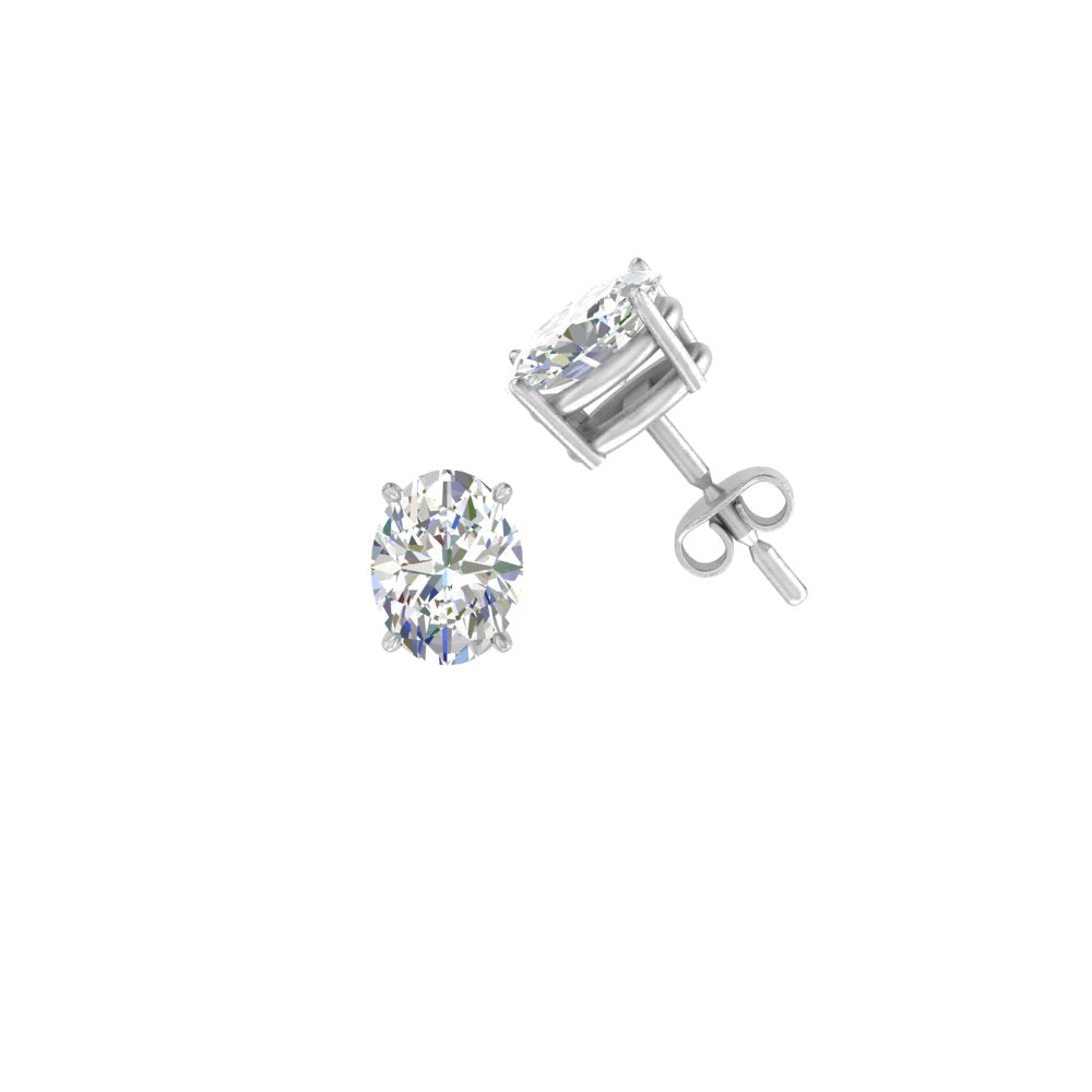 1/2 To 5 Ctw Oval Cut Basket Lab Diamond Stud Earring 14K Gold