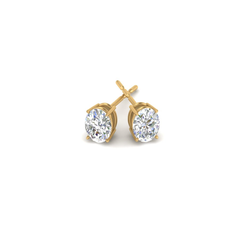 1/2 To 5 Ctw Oval Cut Basket Lab Diamond Stud Earring 14K Gold