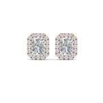 Load image into Gallery viewer, Radiant Cut Halo Lab Diamond Stud Earring For Women In 14K Rose Gold | Cuts &amp; Carat
