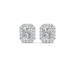 Load image into Gallery viewer, Radiant Cut Halo Lab Diamond Stud Earring For Women In 14K White Gold | Cuts &amp; Carat
