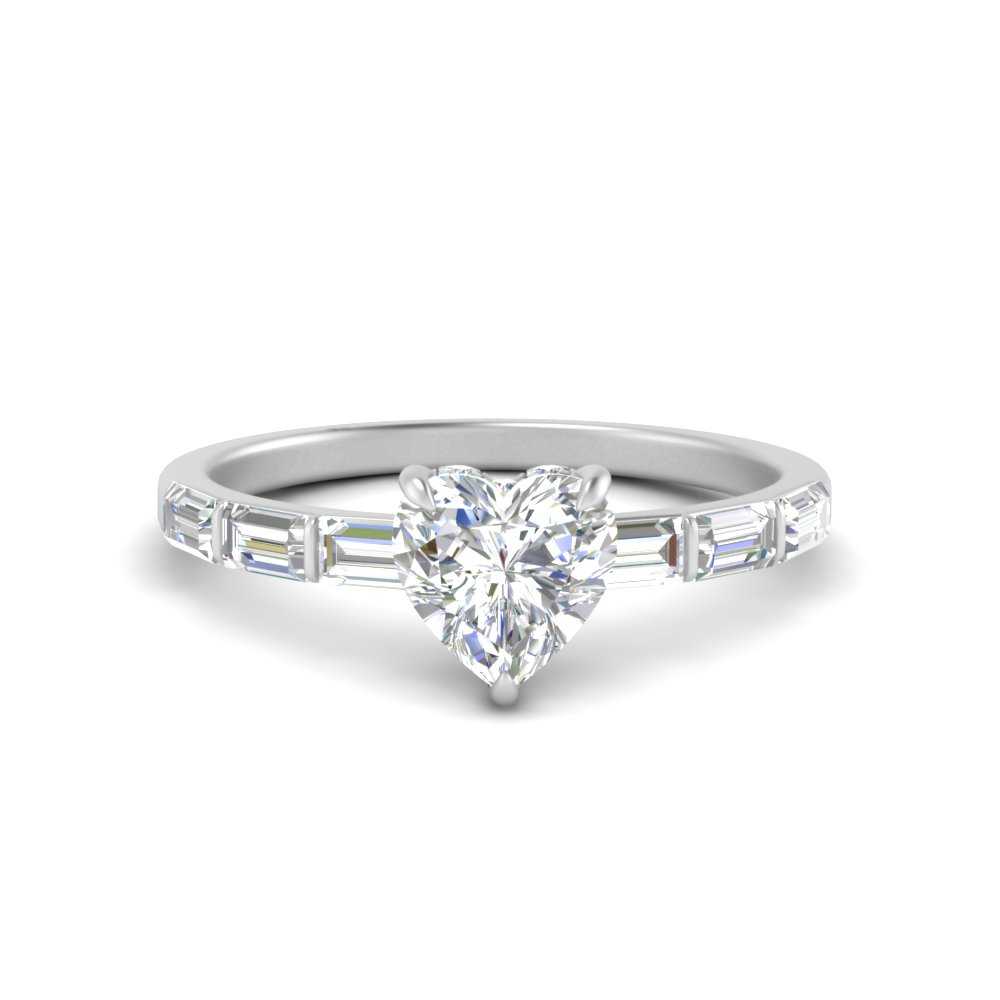 Lab Grown Heart Cut Diamond Halo Engagement Rings 14K White Gold