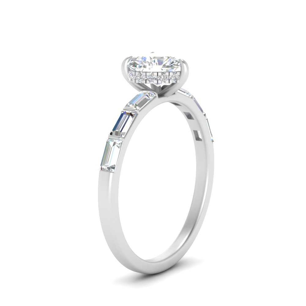 Lab Grown Heart Cut Diamond Halo Engagement Rings 14K White Gold