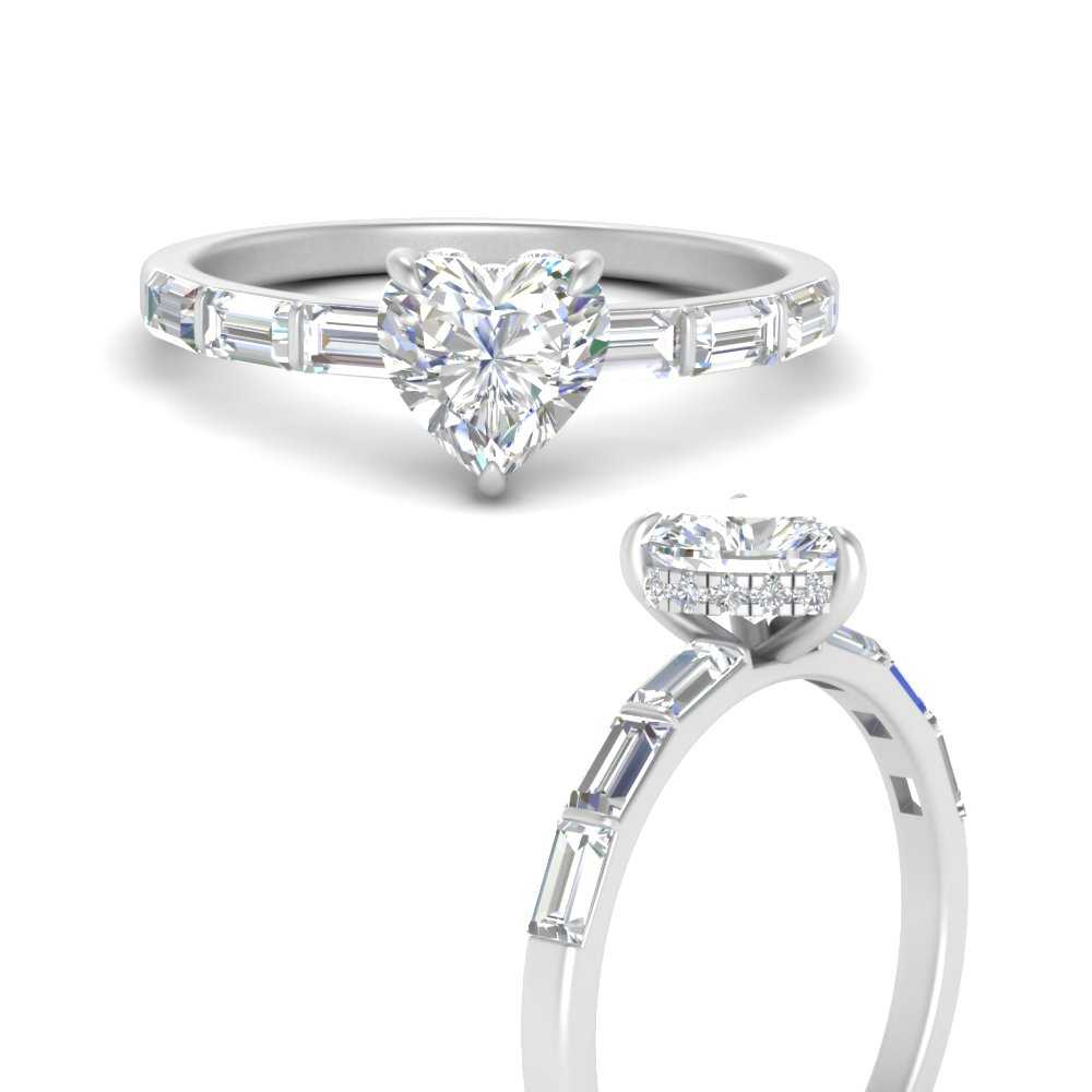 Lab Grown Heart Cut Diamond Halo Engagement Rings 14K White Gold