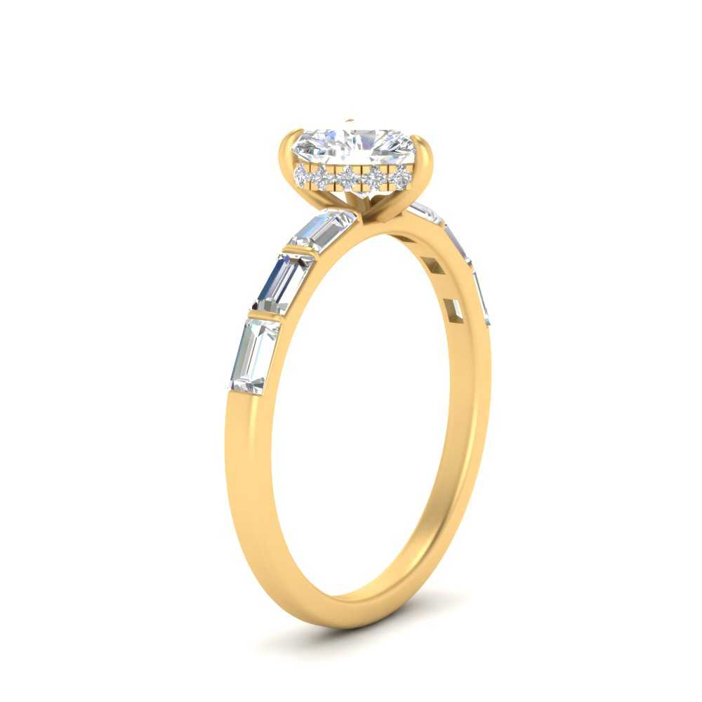 Lab Grown Heart Cut Diamond Halo Engagement Rings 14K Yellow Gold