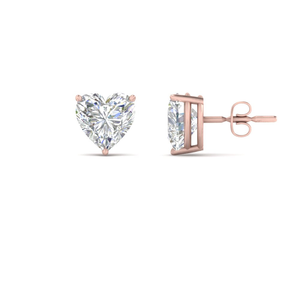 1/2 To 4 Carat Heart Shaped Lab Created Diamond Stud Earring 14K Gold