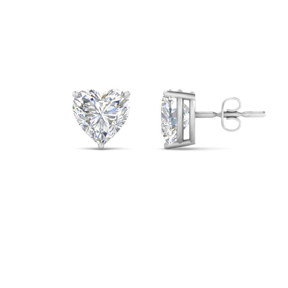 1/2 To 4 Carat Heart Shaped Lab Created Diamond Stud Earring 14K Gold