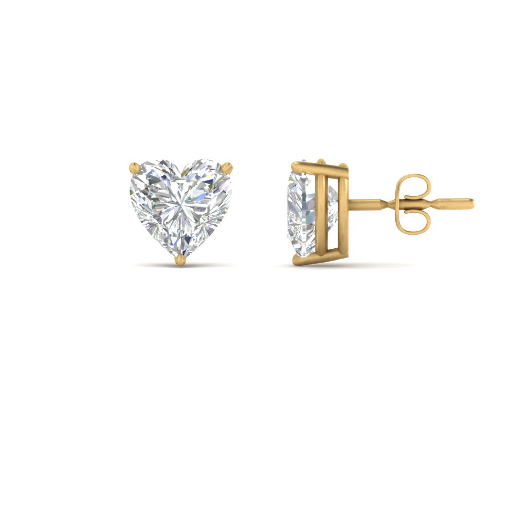 1/2 To 4 Carat Heart Shaped Lab Created Diamond Stud Earring 14K Gold