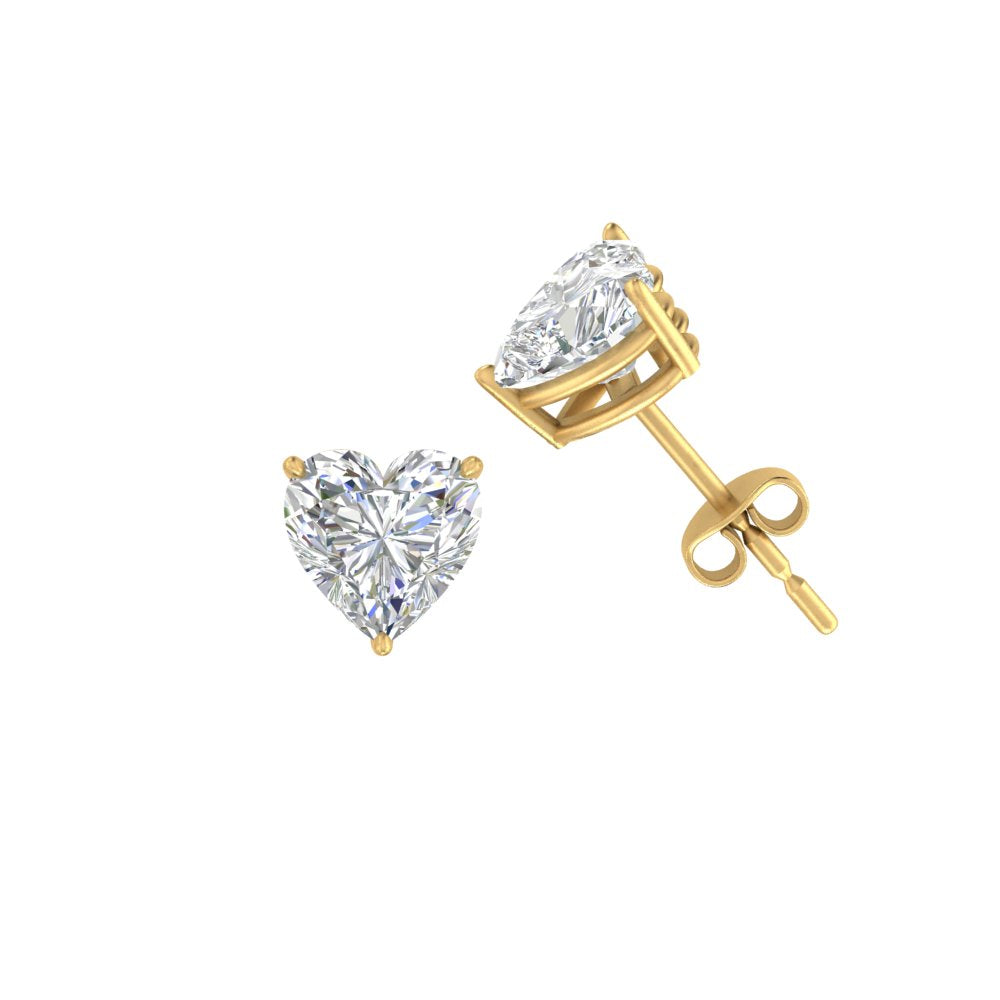 1/2 To 4 Carat Heart Shaped Lab Created Diamond Stud Earring 14K Gold