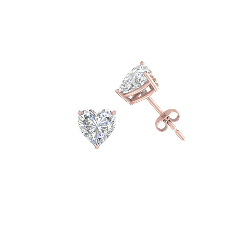 1/2 To 4 Carat Heart Shaped Lab Created Diamond Stud Earring 14K Gold