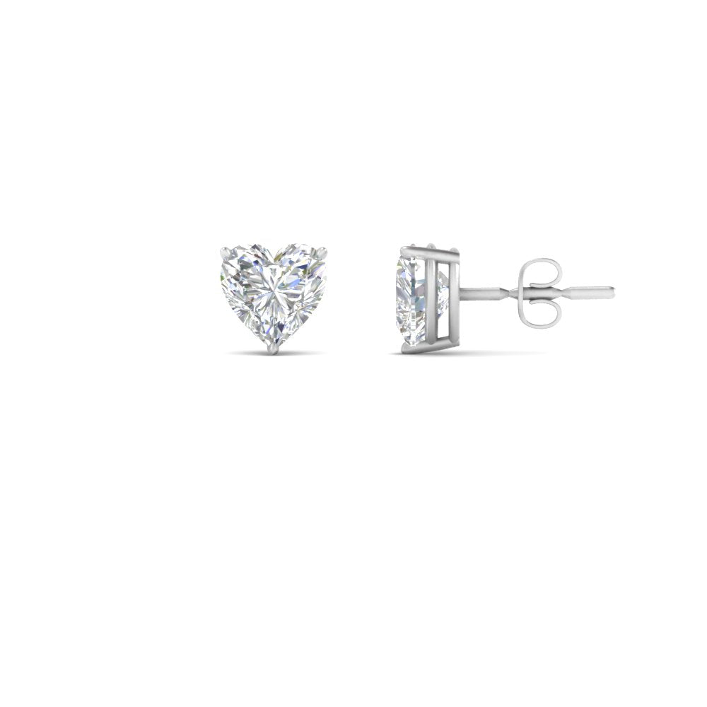 1/2 To 4 Carat Heart Shaped Lab Created Diamond Stud Earring 14K Gold