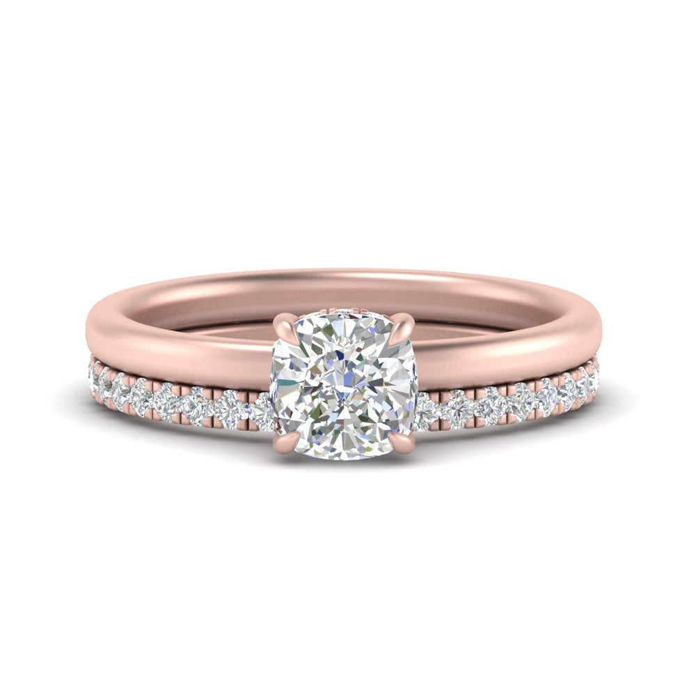 1/2 To 5 Carat Half Eternity Wedding Band with Lab Diamond Hidden Halo Ring 14K Gold