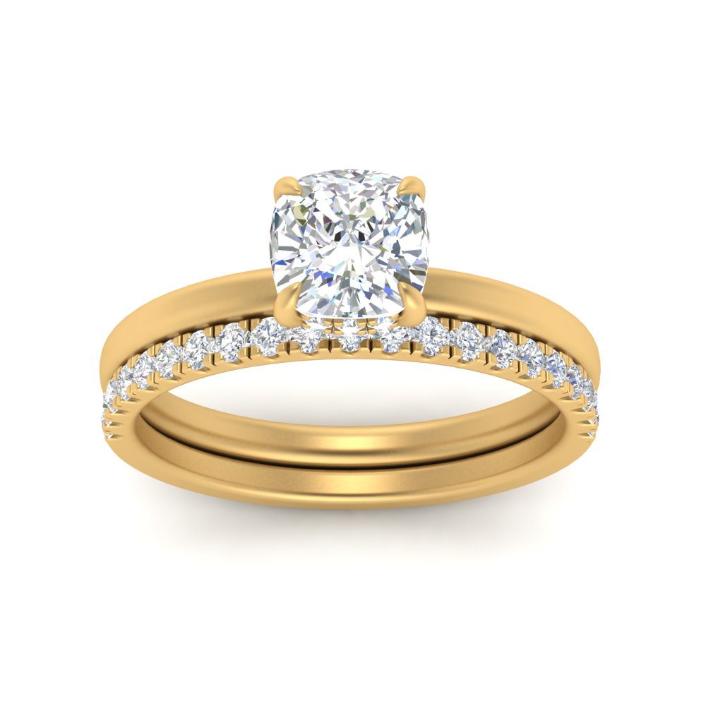 1/2 To 5 Carat Half Eternity Wedding Band with Lab Diamond Hidden Halo Ring 14K Gold