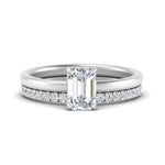 Load image into Gallery viewer, 0.50 To 5 Carat Lab Diamond Hidden Halo Ring With Eternity Wedding Band 14K Gold
