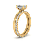 Load image into Gallery viewer, 0.50 To 5 Carat Lab Diamond Hidden Halo Ring With Eternity Wedding Band 14K Gold
