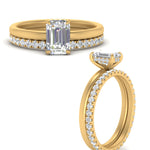 Load image into Gallery viewer, 0.50 To 5 Carat Lab Diamond Hidden Halo Ring With Eternity Wedding Band 14K Gold
