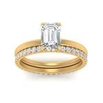 Load image into Gallery viewer, 0.50 To 5 Carat Lab Diamond Hidden Halo Ring With Eternity Wedding Band 14K Gold
