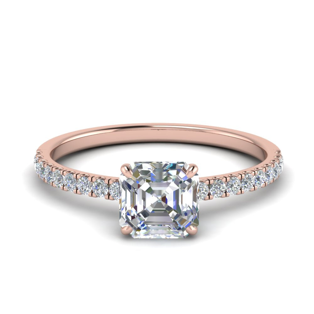 Lab diamond Under Halo Engagement Rings 14K Gold