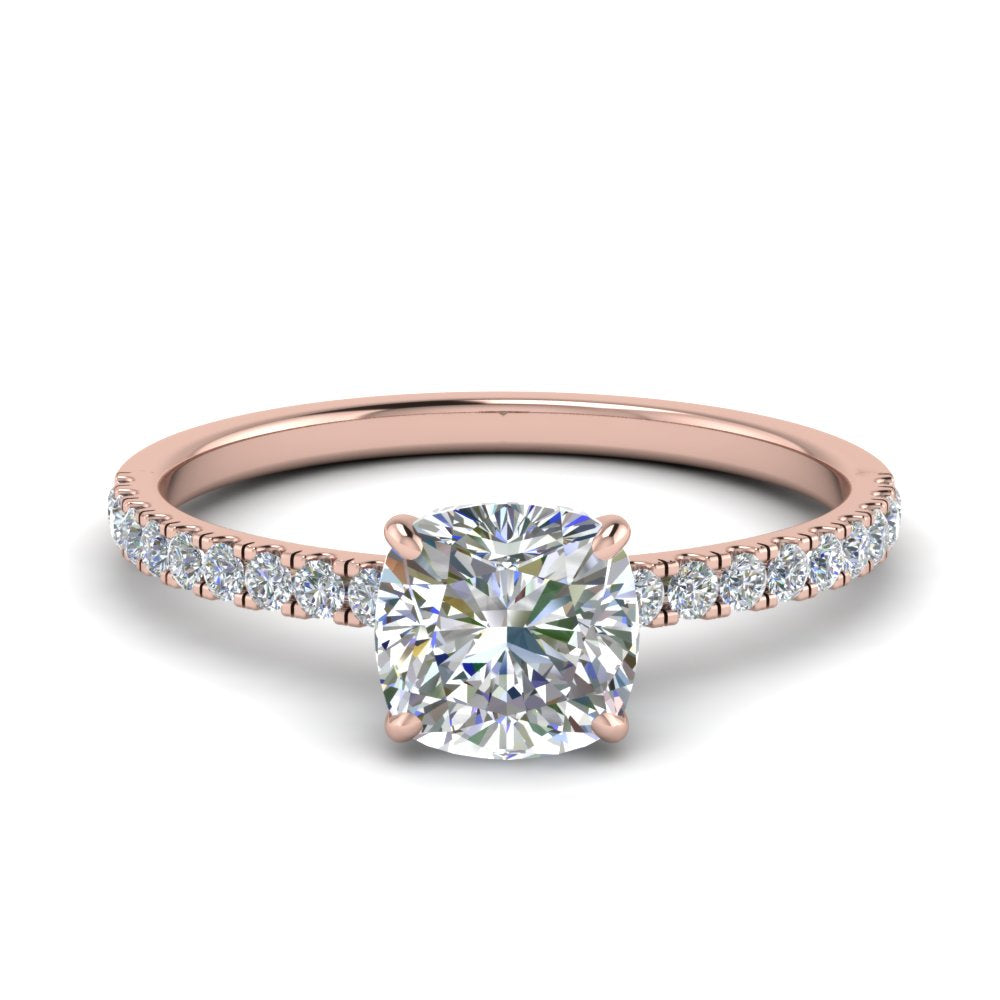 Lab diamond Petite Halo Engagement Rings 14K Gold