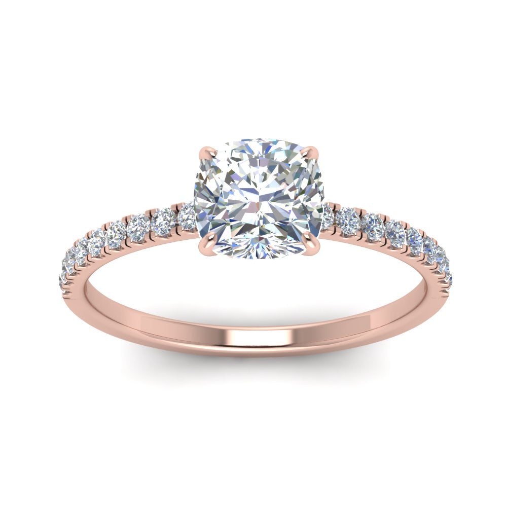 Lab diamond Petite Halo Engagement Rings 14K Gold