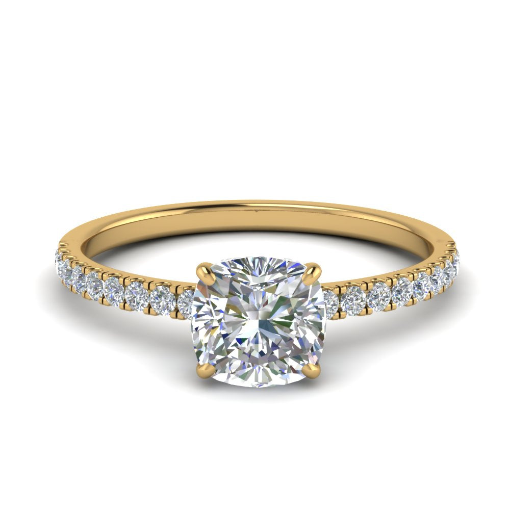 Lab diamond Petite Halo Engagement Rings 14K Gold