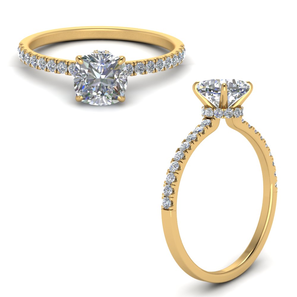 Lab diamond Petite Halo Engagement Rings 14K Gold